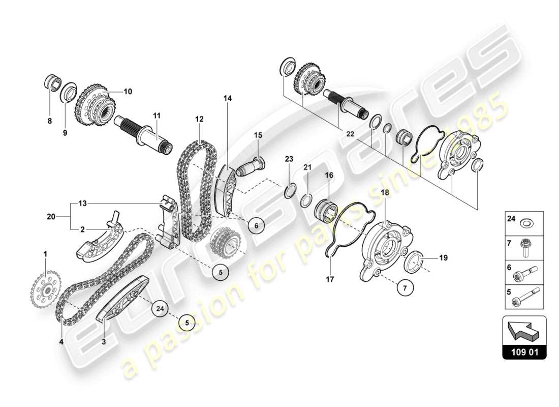 lamborghini lp740-4 s roadster (2021) chaîne de distribution schéma des pièces