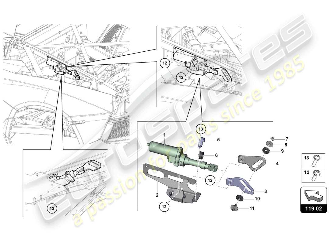 lamborghini lp720-4 roadster 50 (2014) moteur pour déflecteur de vent schéma des pièces
