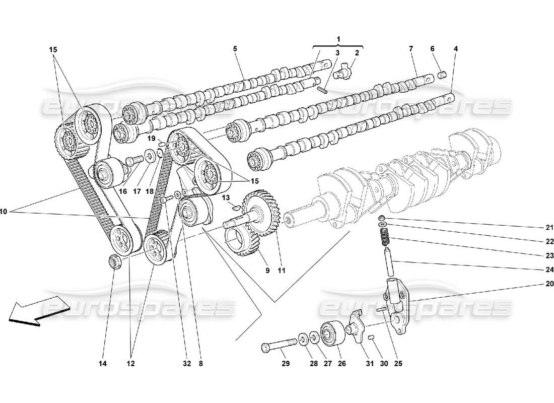 FERRARI 550 MARANELLO SYNCHRONISATION - DIAGRAMME DES PIÈCES DE COMMANDES ferrari 550 maranello synchronisation - diagramme des pièces de commandes