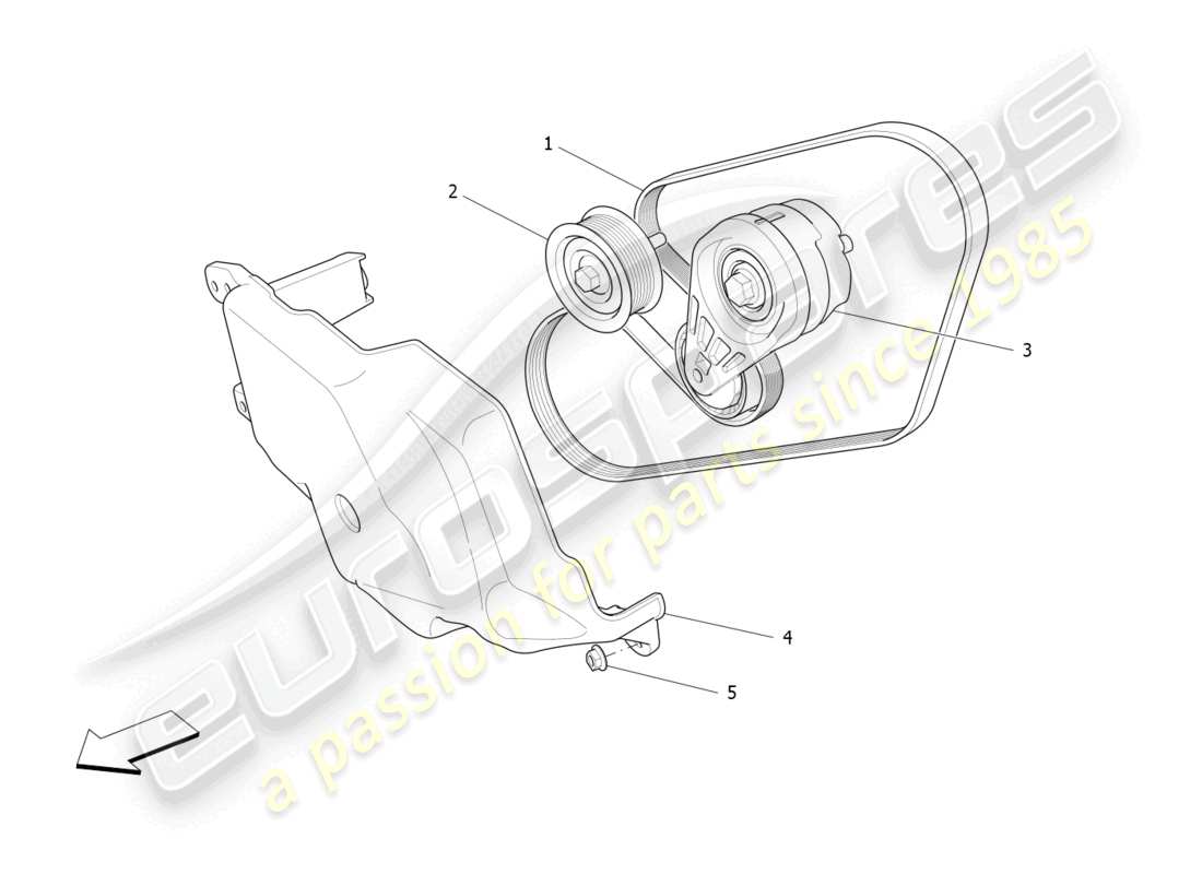 maserati ghibli fragment (2022) ceintures de dispositifs auxiliaires schéma des pièces