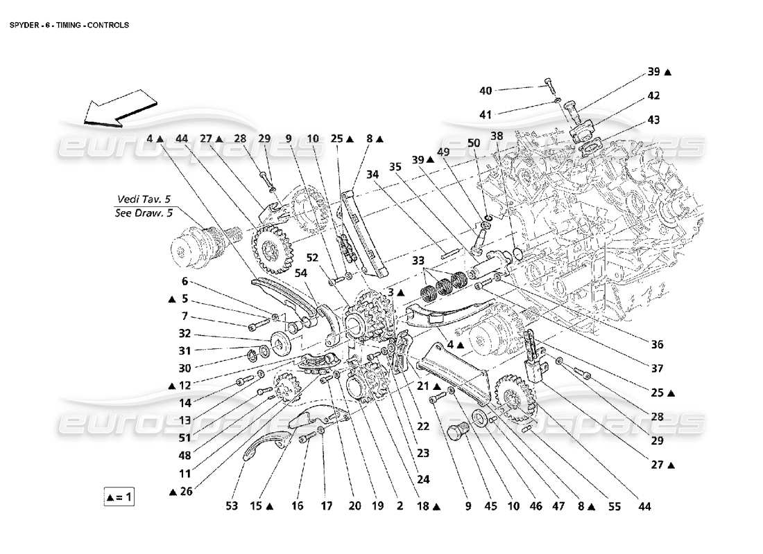 maserati 4200 spyder (2002) synchronisation - diagramme des pièces de commandes