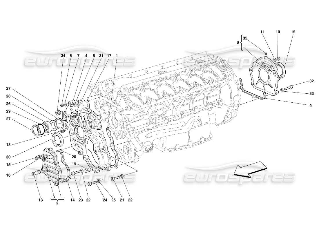 FERRARI 456 M GT/M GTA CARTER - COUVERCLES DIAGRAMME DES PIÈCES ferrari 456 m gt/m gta carter - couvercles diagramme des pièces