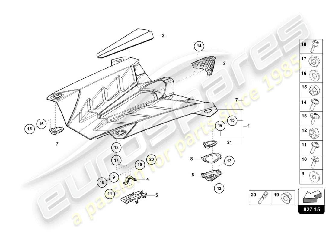 lamborghini 2020 (lp770-4 svj roadster) couvercle moteur avec insp. couverture diagramme de pièce