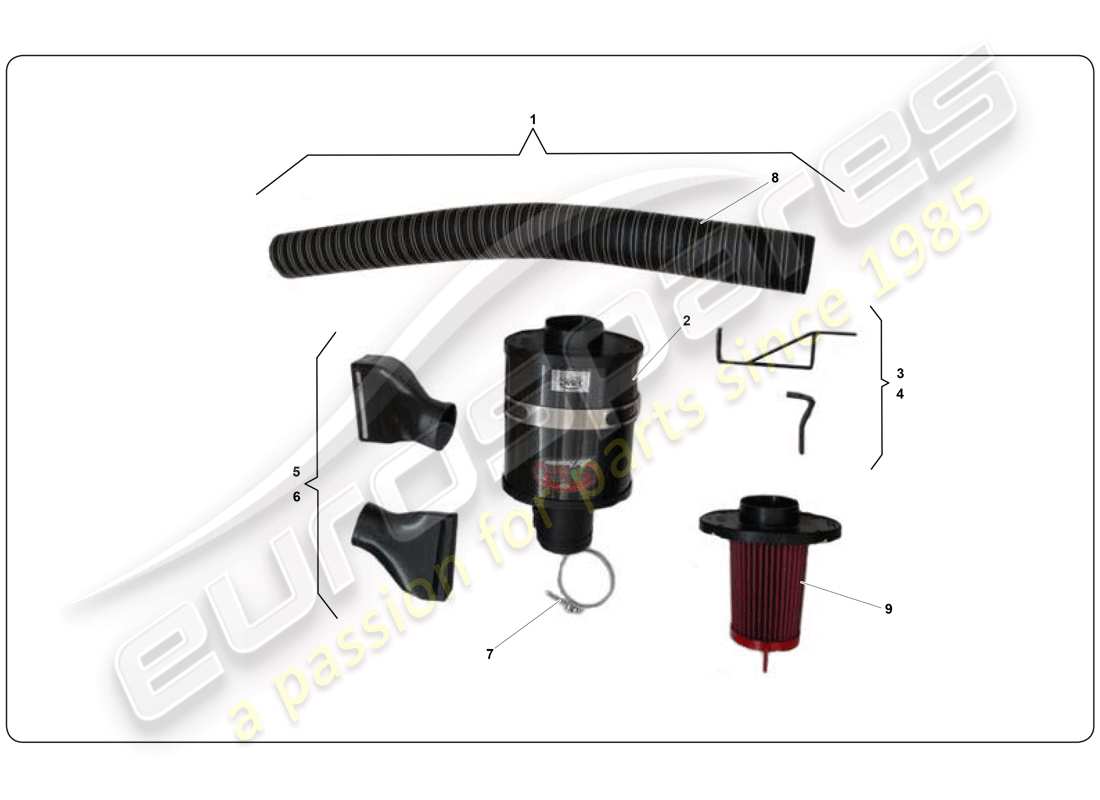 lamborghini super trofeo (2009-2014) kit de filtre à air schéma des pièces
