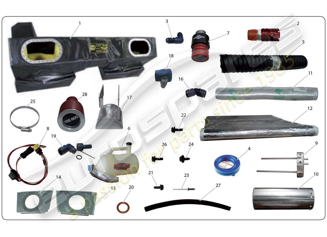 lamborghini super trofeo (2009-2014) kit de carburant schéma des pièces
