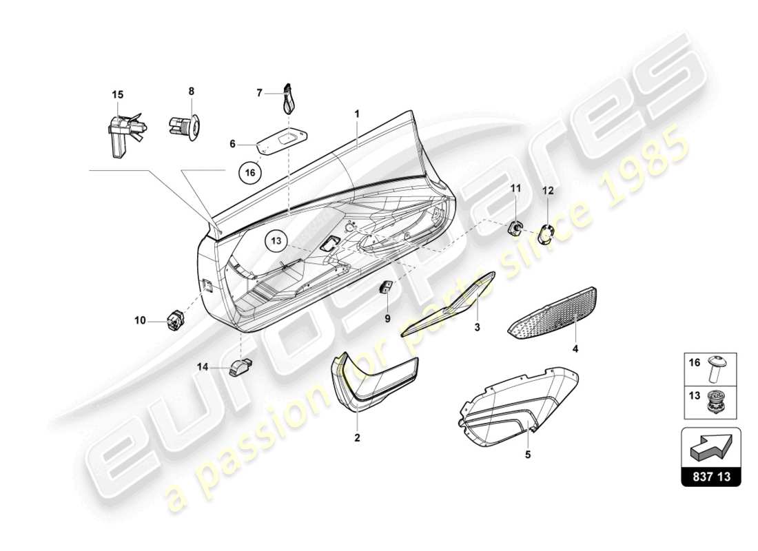 lamborghini sian (2020) panneau de porte schéma des pièces