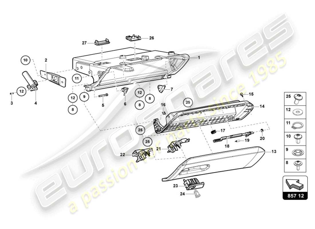 lamborghini sian (2020) boite à gants schéma des pièces