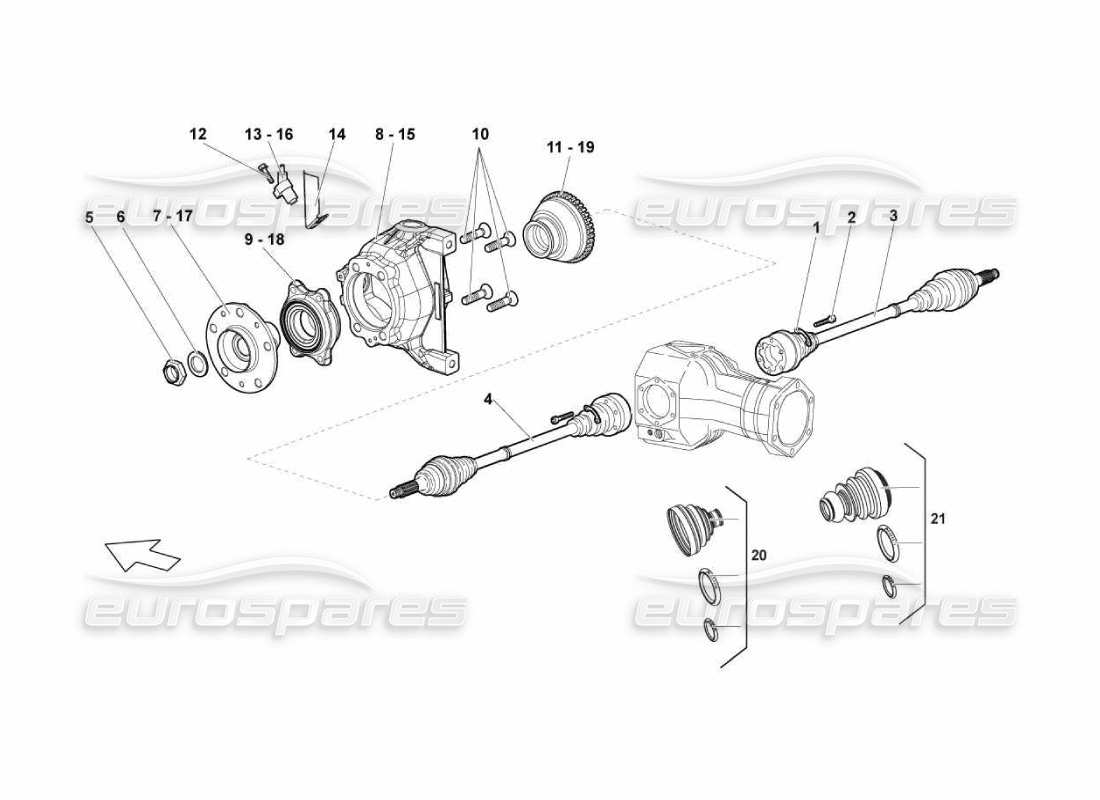 lamborghini murcielago lp670 arbre de transmission avant schéma des pièces