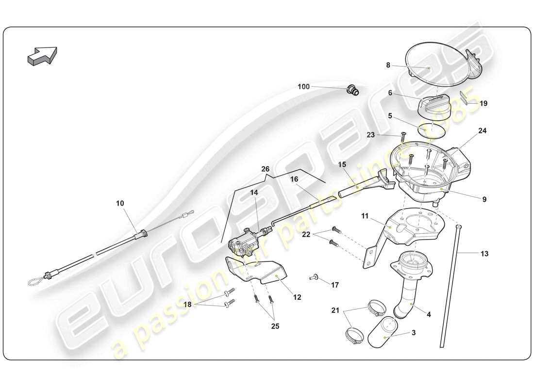 lamborghini super trofeo (2009-2014) système de carburant schéma des pièces