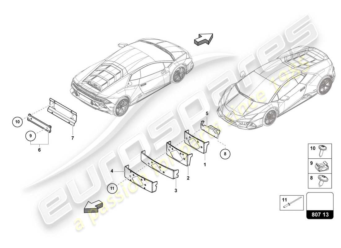 lamborghini evo coupe (2020) support de plaque d'immatriculation