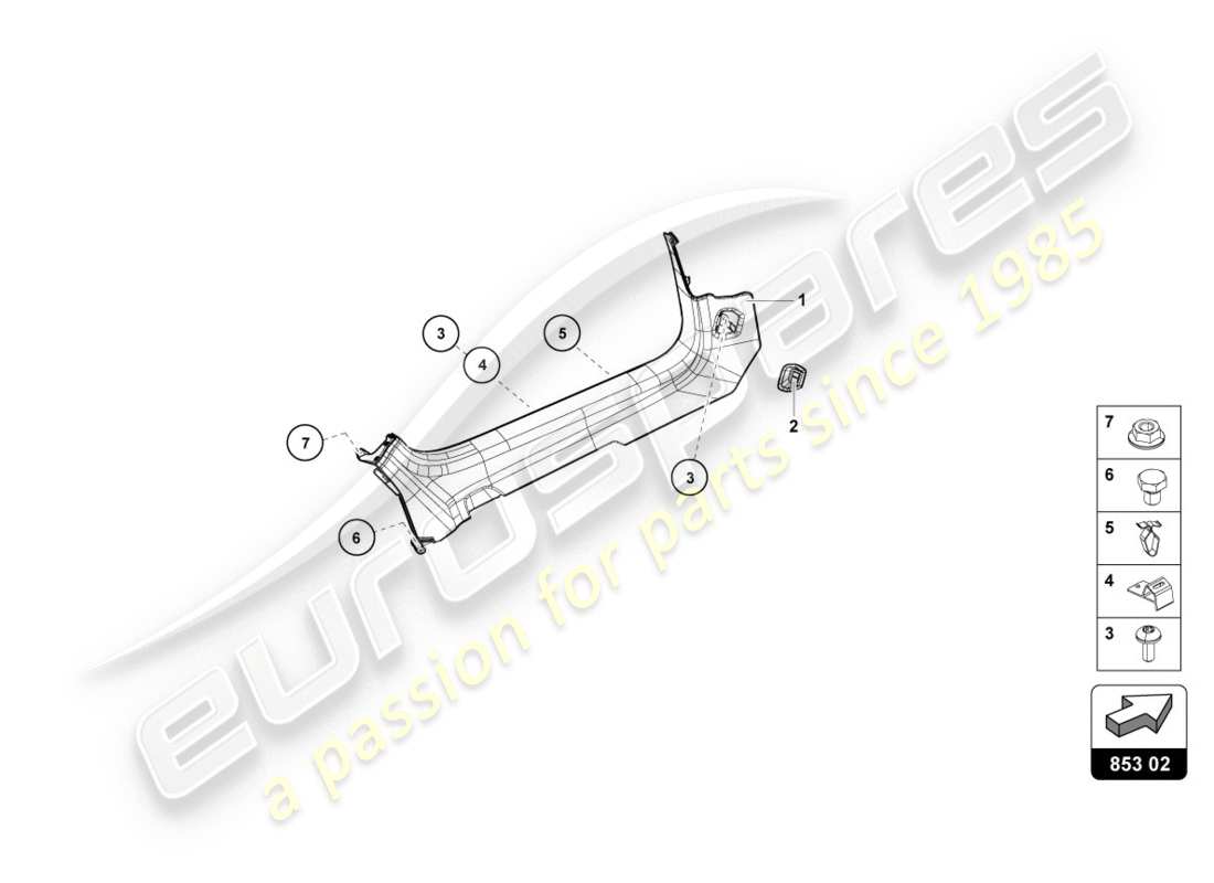 lamborghini evo spyder 2wd (2020) membre latéral schéma des pièces