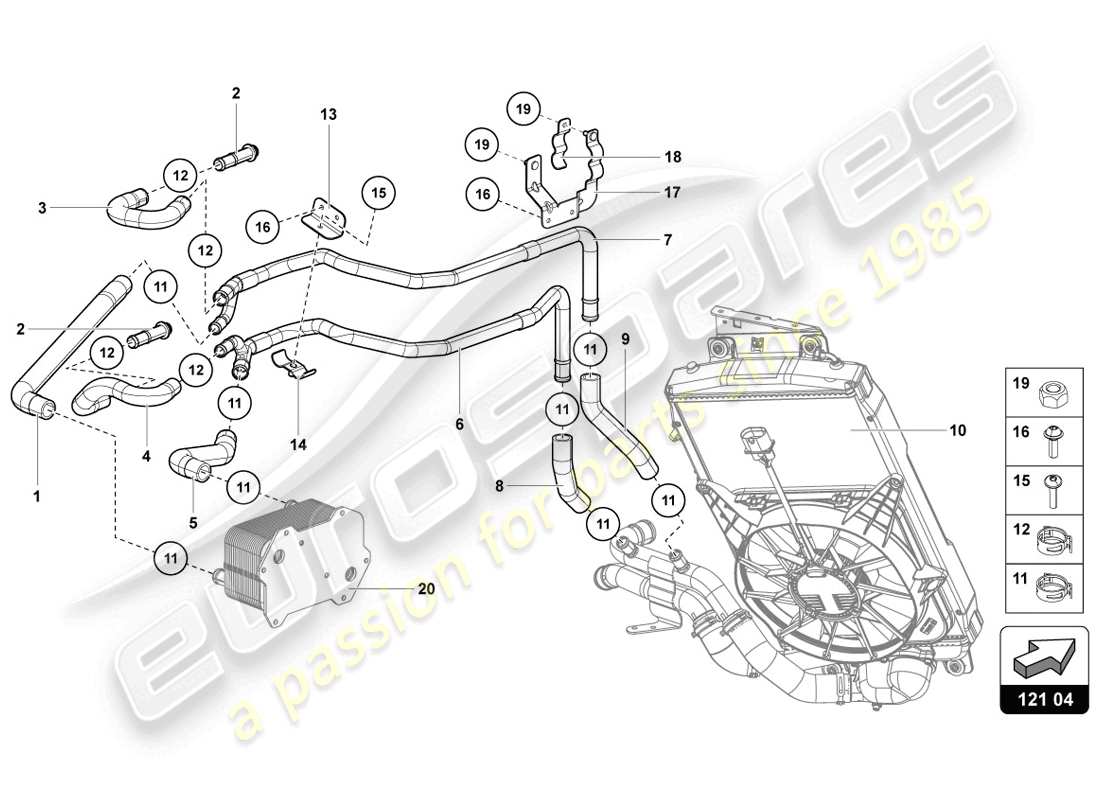 lamborghini 2014 (lp720-4 coupe 50) système de refroidissement schéma des pièces