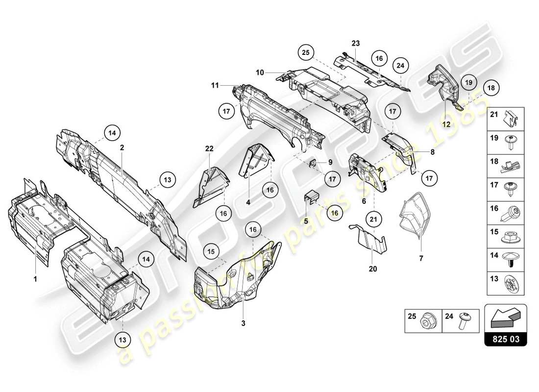 lamborghini lp610-4 coupe (2016) schéma des pièces du bouclier thermique