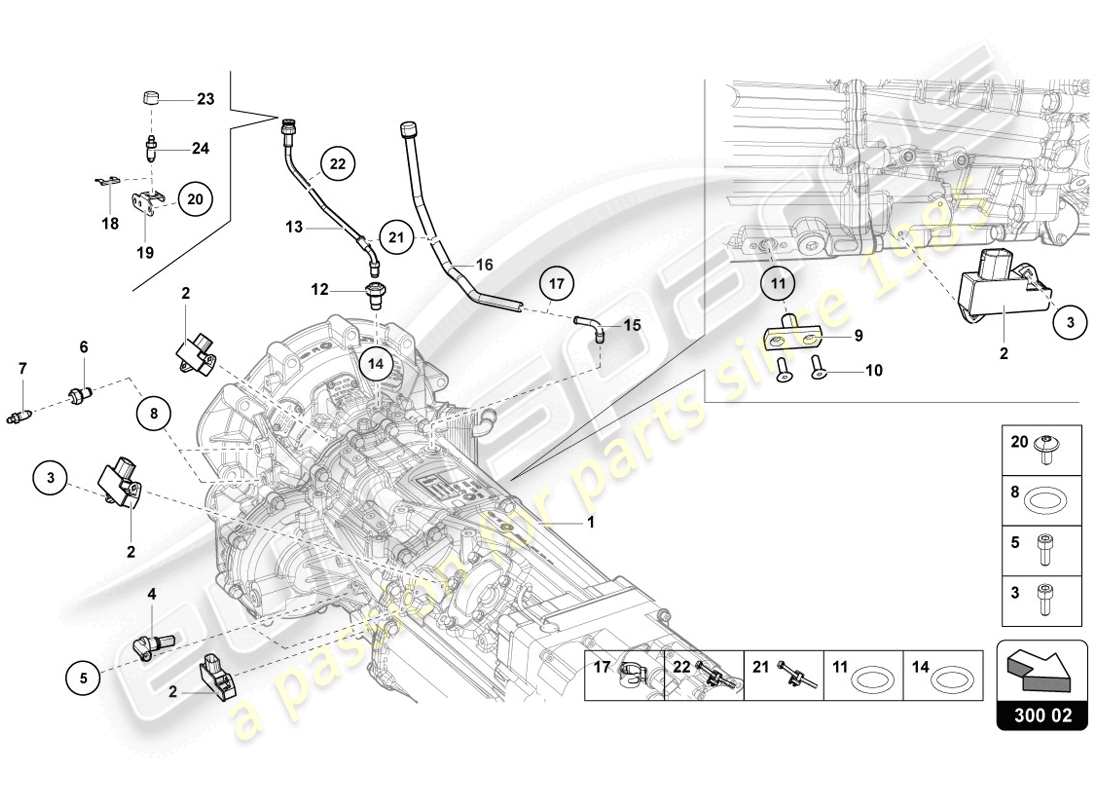 lamborghini 2014 (lp720-4 coupe 50) diagramme des pièces des capteurs