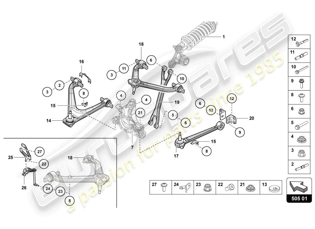 lamborghini 2014 (lp720-4 coupe 50) schéma des pièces de suspension