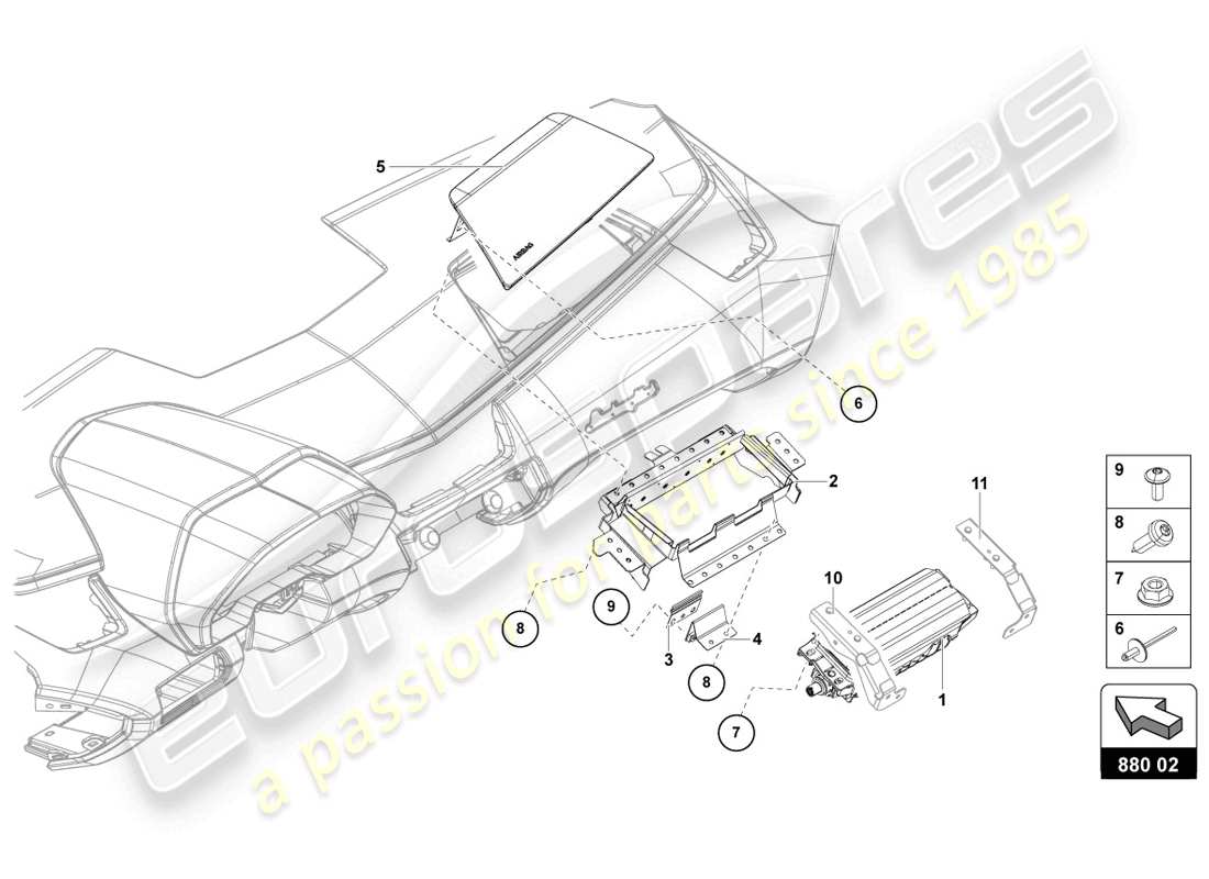 lamborghini lp720-4 coupe 50 (2014) unité airbag schéma des pièces