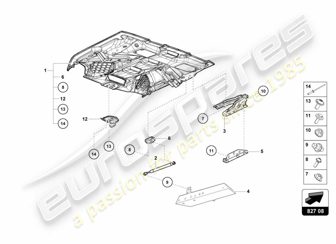 lamborghini performante spyder (2020) schéma des pièces du couvercle arrière