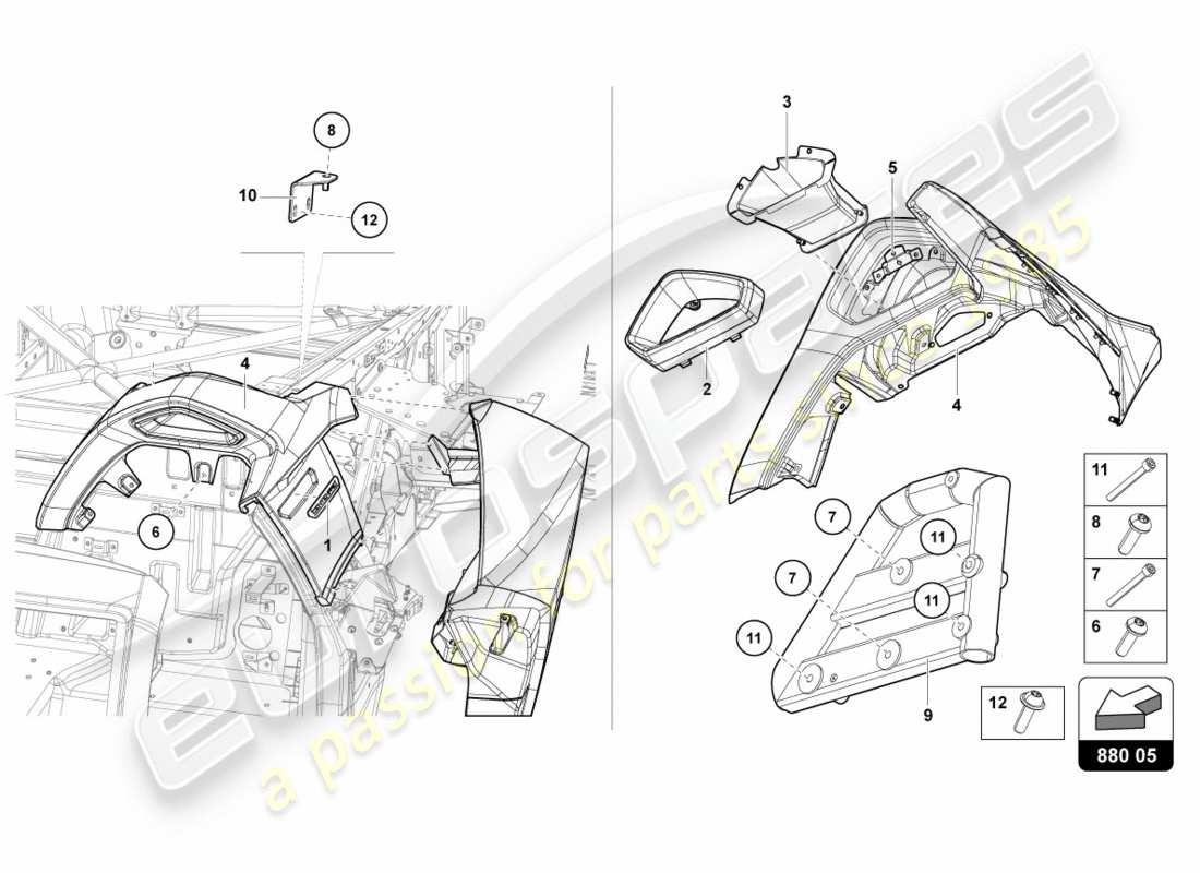 lamborghini centenario roadster (2017) protection contre le surroulement schéma des pièces