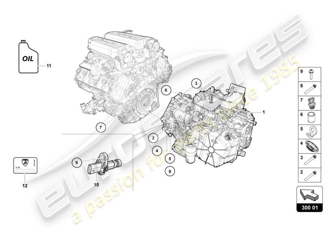 lamborghini lp610-4 coupe (2019) boîte de vitesses automatique schéma des pièces