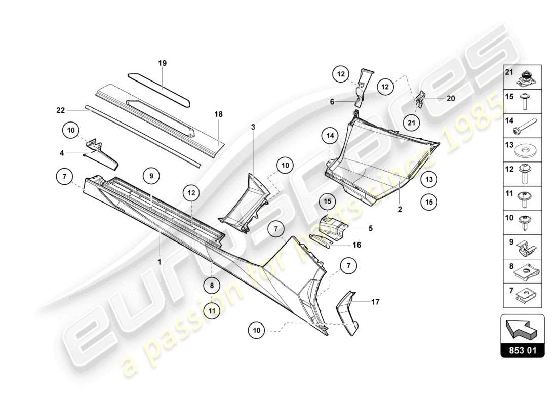un schéma de pièces du catalogue de pièces lamborghini aventador lp700-4