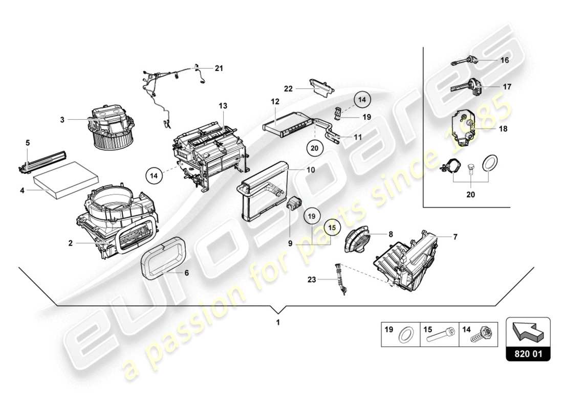un schéma de pièces du catalogue de pièces lamborghini evo spyder 2wd (2020)