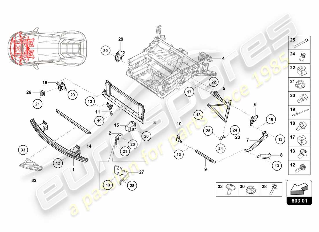 un schéma de pièces du catalogue de pièces lamborghini lp610-4 avio (2017)