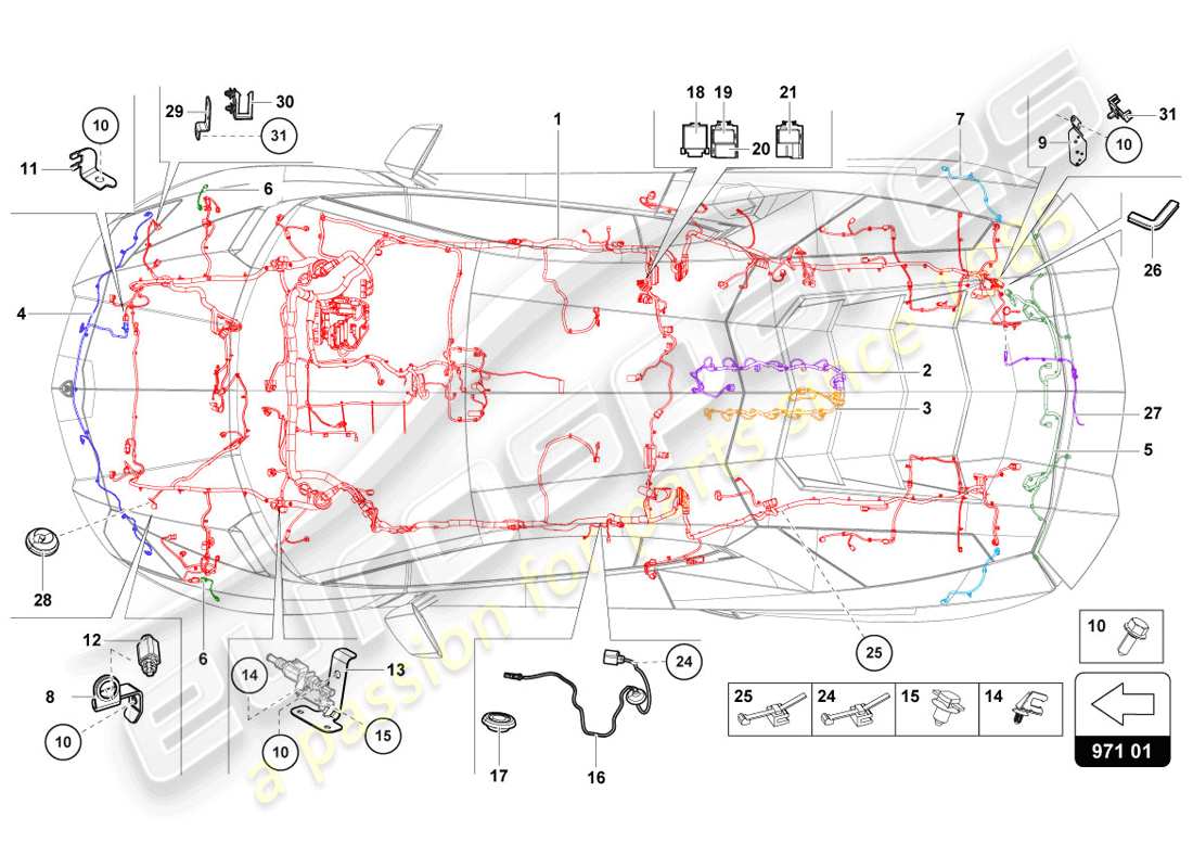 schéma de pièce contenant le numéro de pièce 07m971627a