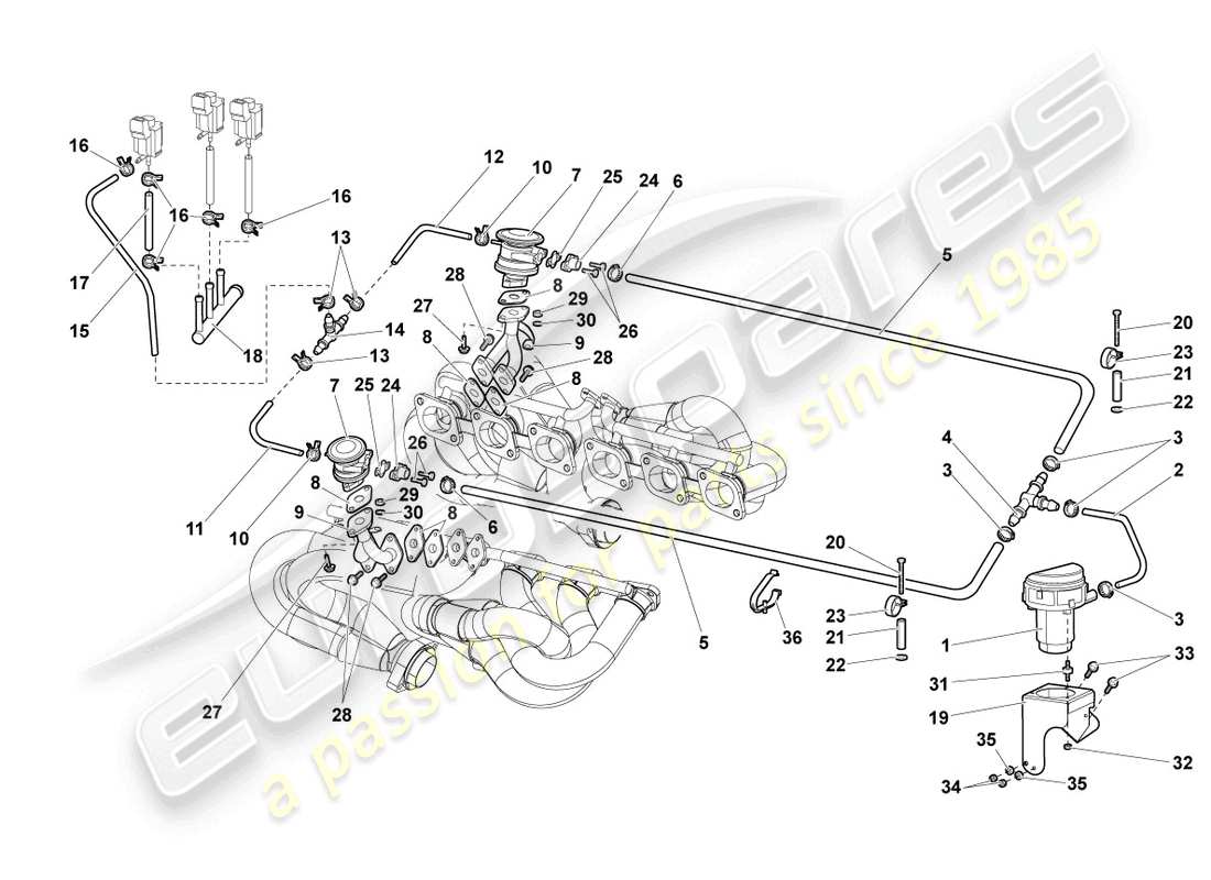 un schéma de pièces du catalogue de pièces lamborghini murcielago roadster (2005)
