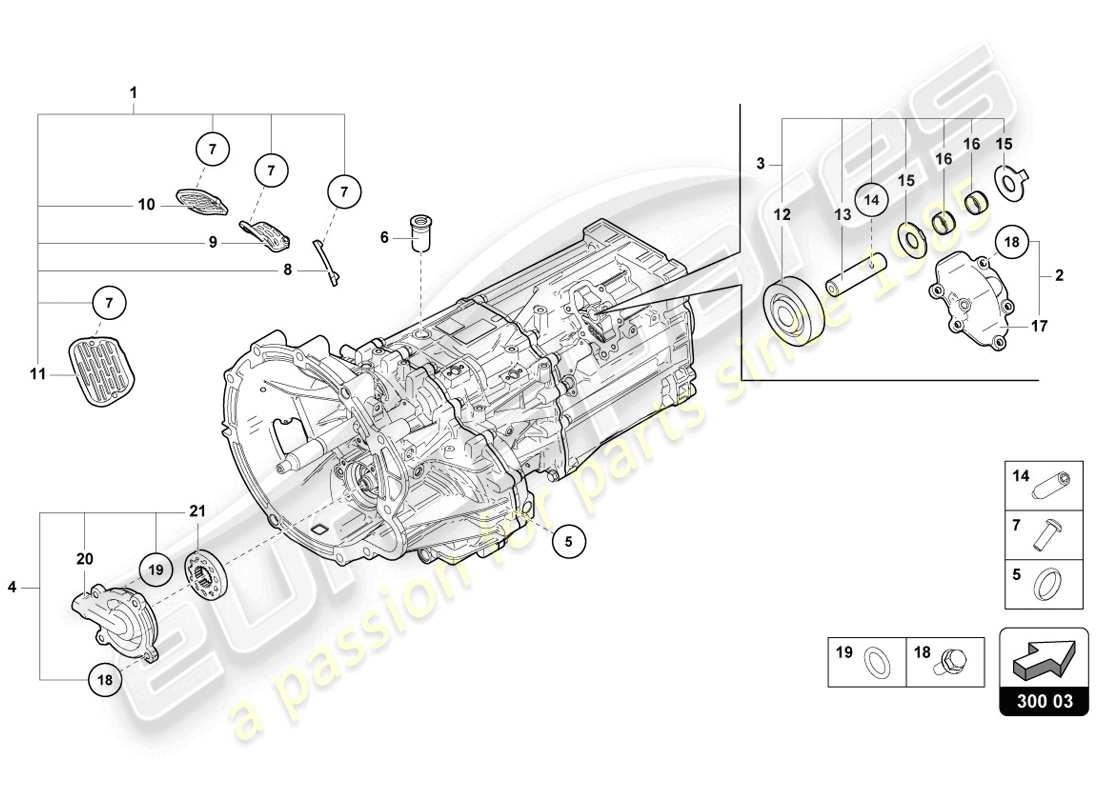 lamborghini lp720-4 coupe 50 (2014) composants exterieurs pour boite de vitesses schéma des pièces