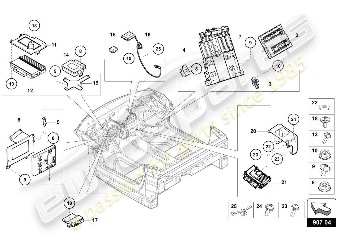 schéma de pièce contenant le numéro de pièce 8k0907063be