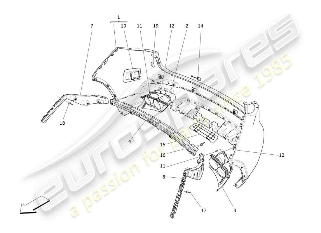 maserati levante tributo (2021) pare-chocs arrière schéma des pièces