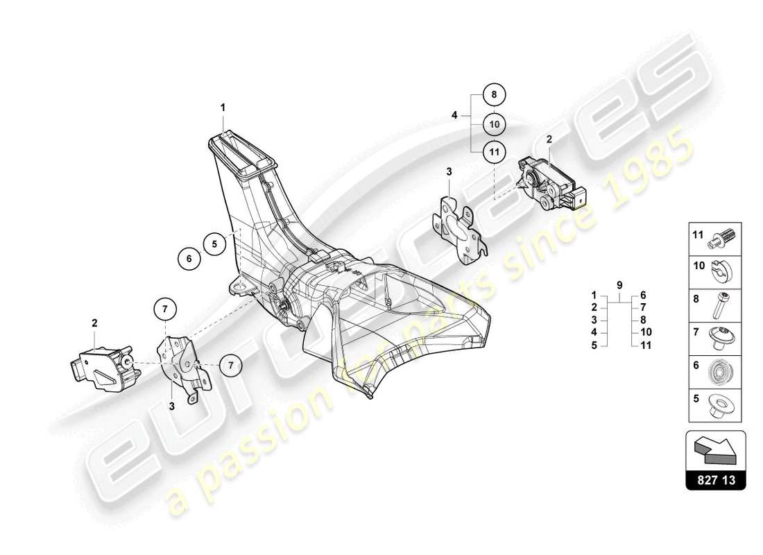 lamborghini lp770-4 svj roadster (2021) pièces de fixation aérodynamique arrière schéma des pièces