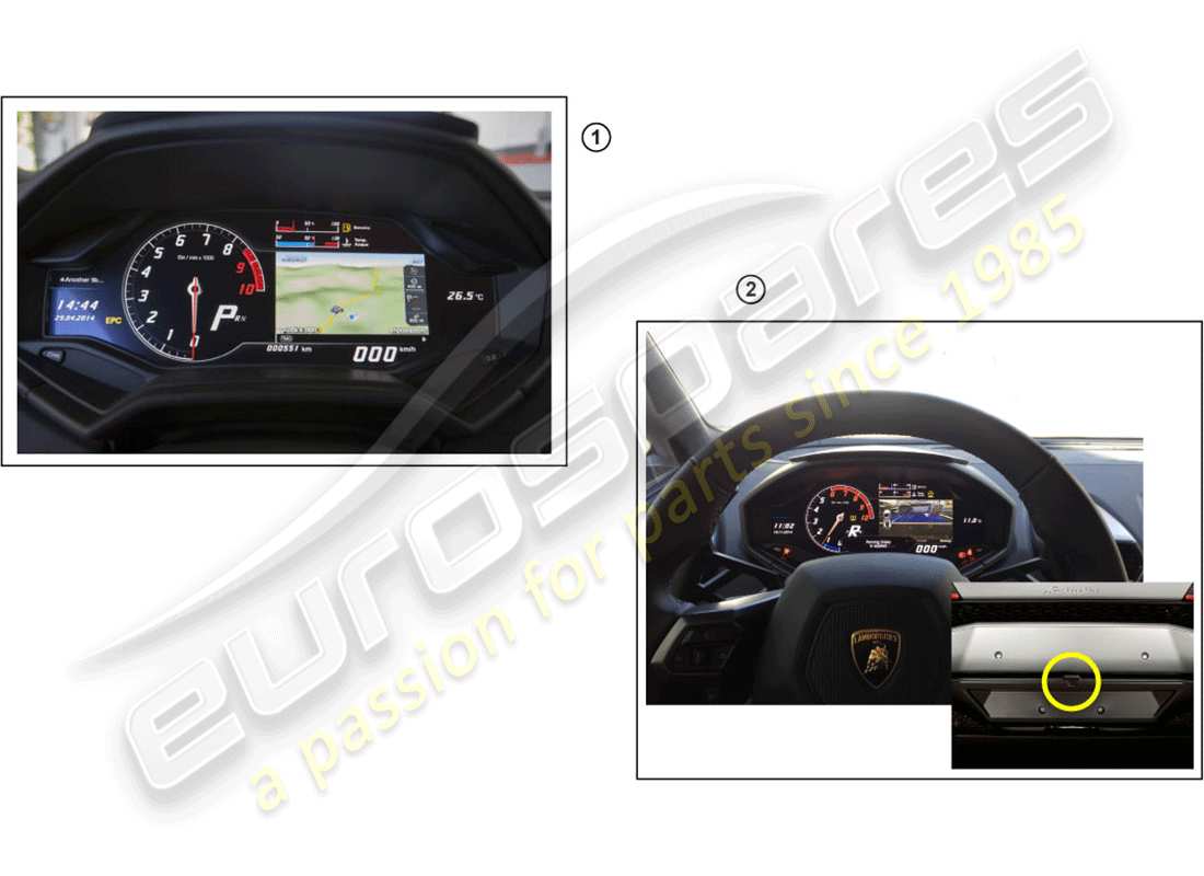 lamborghini huracan lp580-2 spyder (accessories) kit de rénovation pour navigation dynamique schéma des pièces