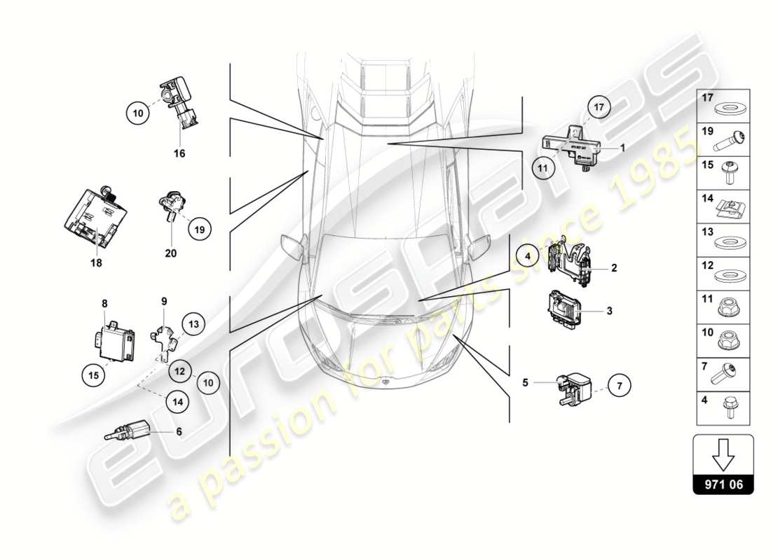 lamborghini performante spyder (2020) unité de commande schéma des pièces