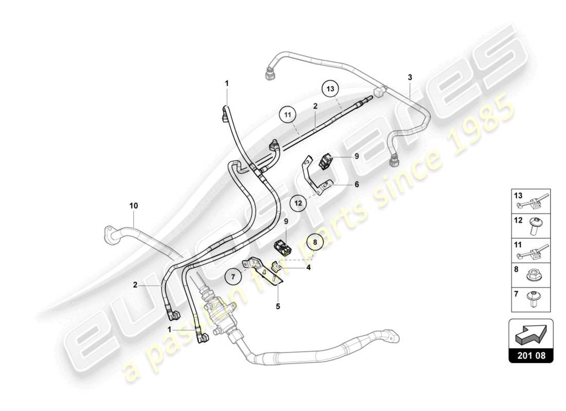 lamborghini 2014 (lp700-4 roadster) diagramme des pièces de la conduite de carburant
