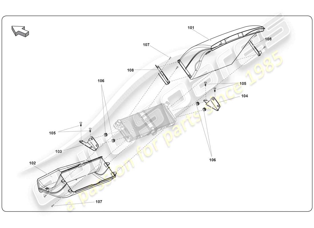lamborghini super trofeo (2009-2014) refroidisseur moyen de conduit d'air schéma des pièces