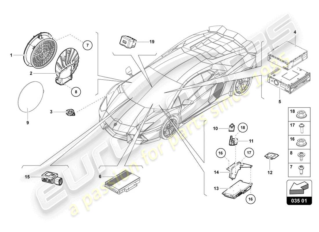 lamborghini lp700-4 roadster (2014) unité radio schéma des pièces