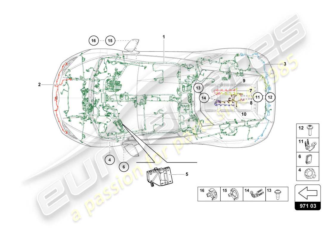 lamborghini evo spyder (2020) câblage schéma des pièces