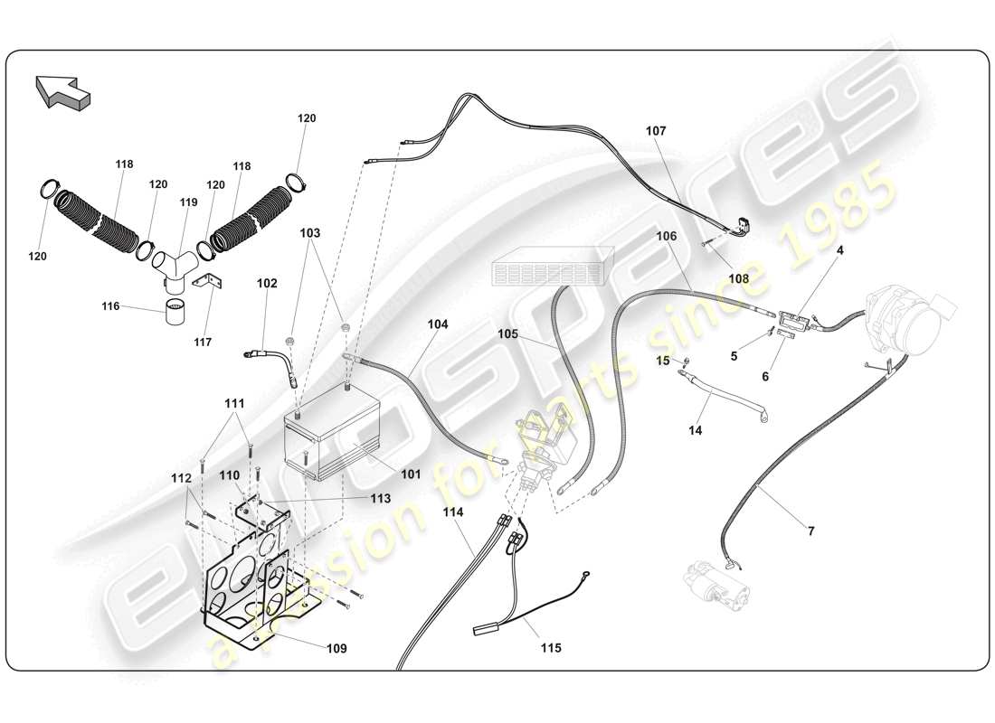 lamborghini super trofeo (2009-2014) schéma des pièces électriques