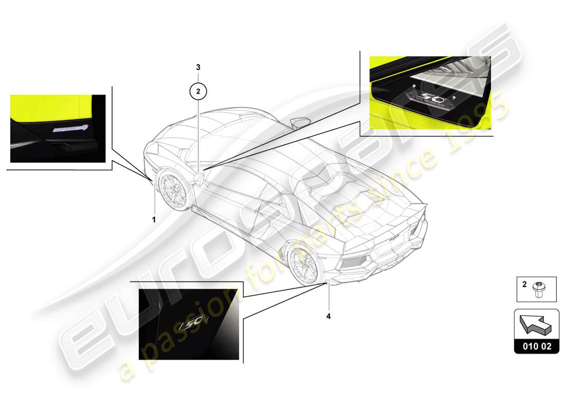 lamborghini lp720-4 coupe 50 (2014) plaques types schéma des pièces