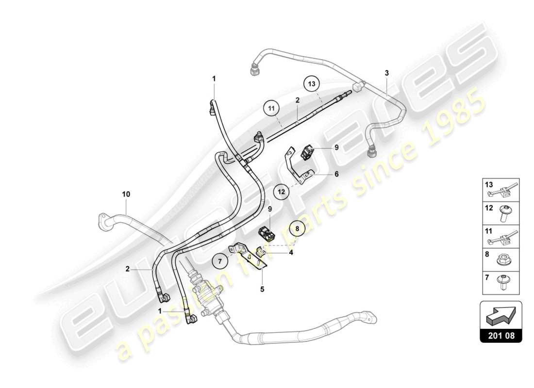 lamborghini lp700-4 coupe (2017) diagramme des pièces de la conduite de carburant