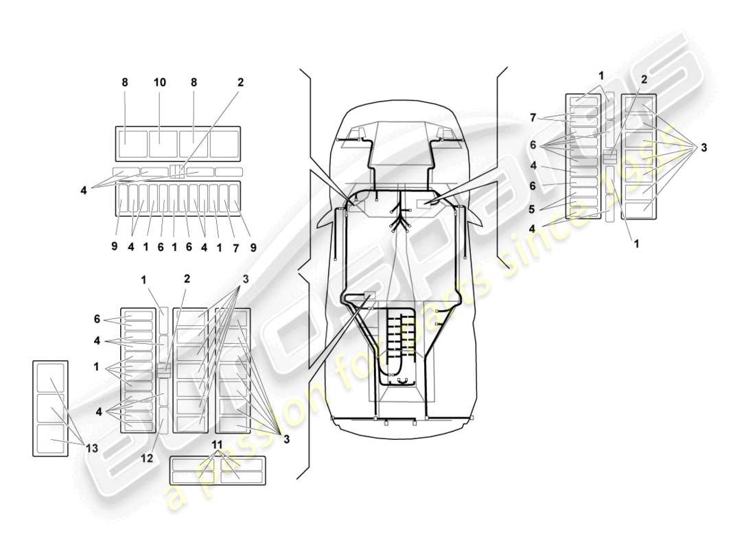 lamborghini murcielago roadster (2006) électricité centrale schéma des pièces