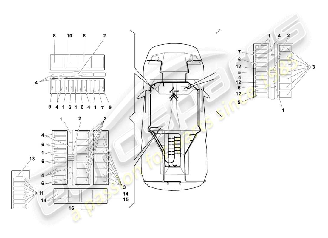 lamborghini murcielago roadster (2006) électricité centrale schéma des pièces