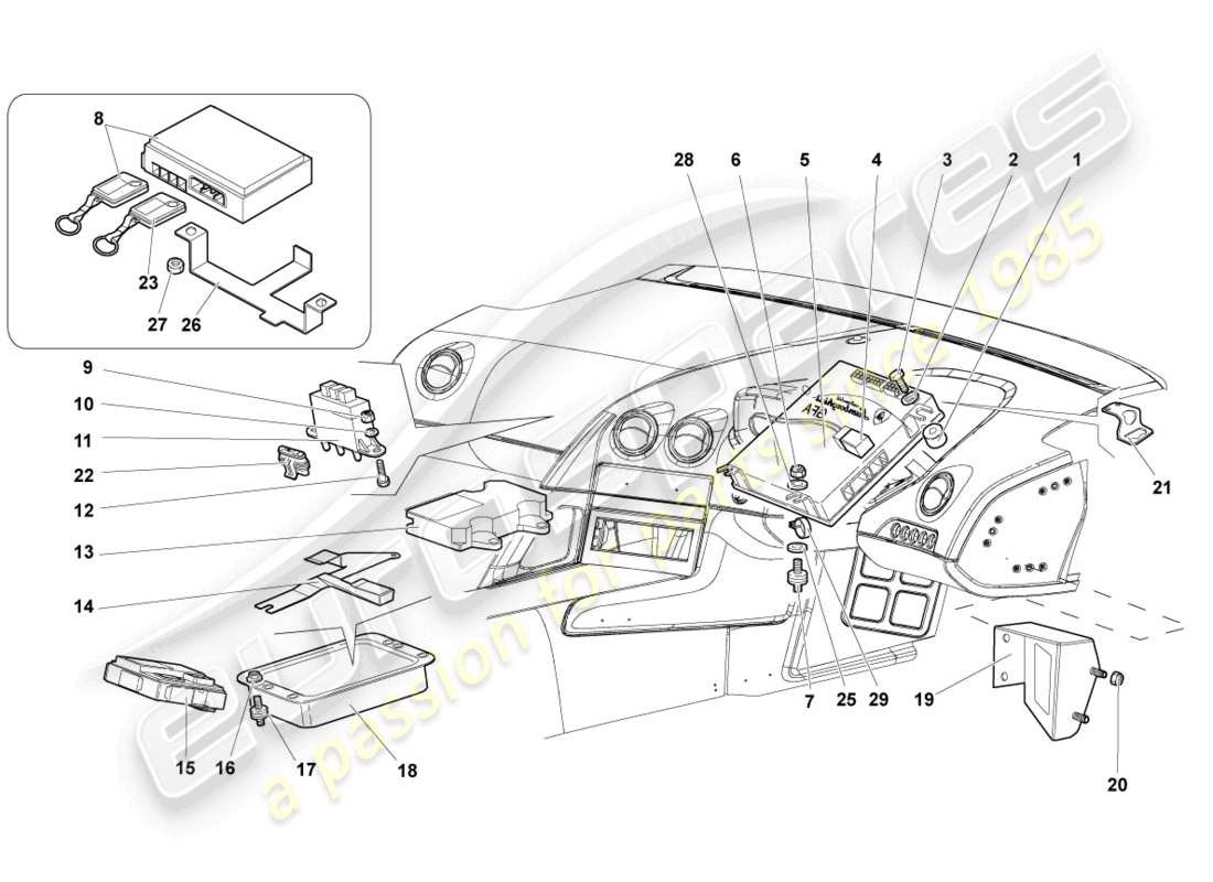 lamborghini murcielago coupe (2005) modules de commande pour systèmes électriques schéma des pièces