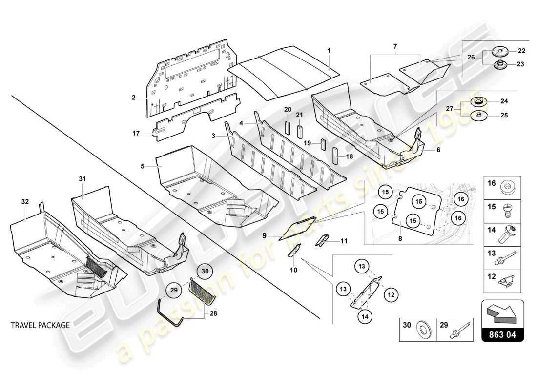 lamborghini lp740-4 s roadster (2021) décor intérieur schéma des pièces