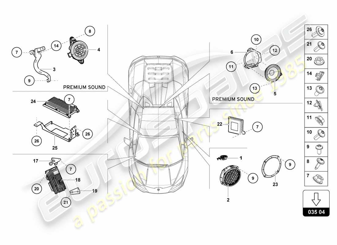 lamborghini lp610-4 spyder (2017) unité radio schéma des pièces