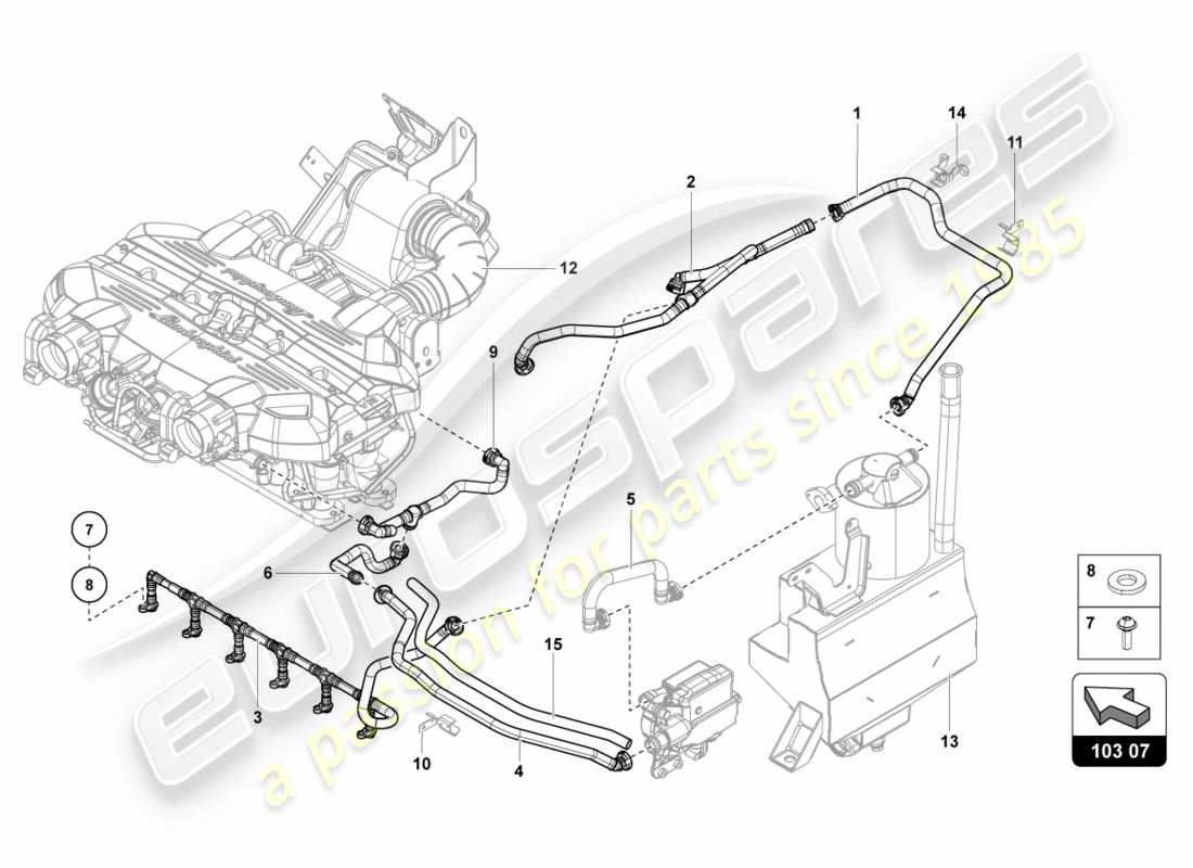 lamborghini 2012 (lp700-4 coupe)) ventilation pour couvercle de culasse à partir du vin cla00325 schéma des pièces