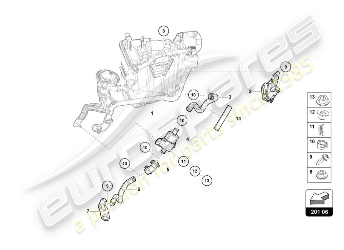 lamborghini lp610-4 coupe (2015) récipient à charbon actif schéma des pièces