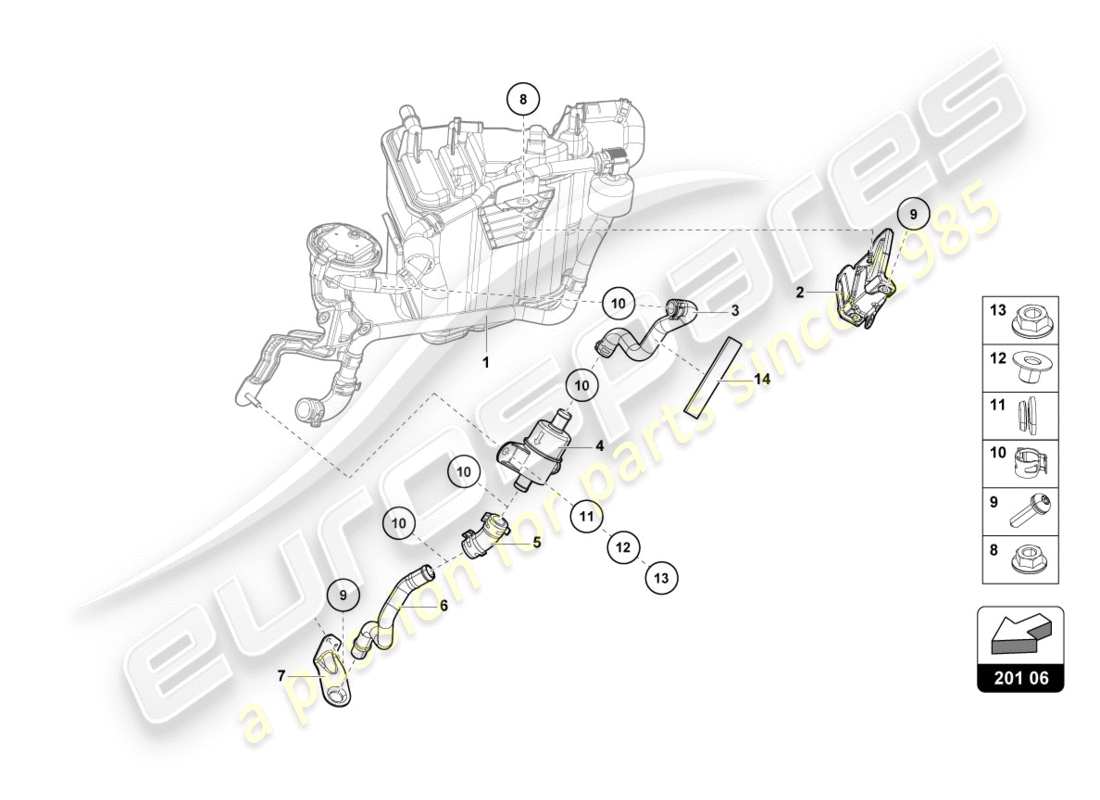 lamborghini lp580-2 spyder (2017) récipient de charbon actif schéma des pièces