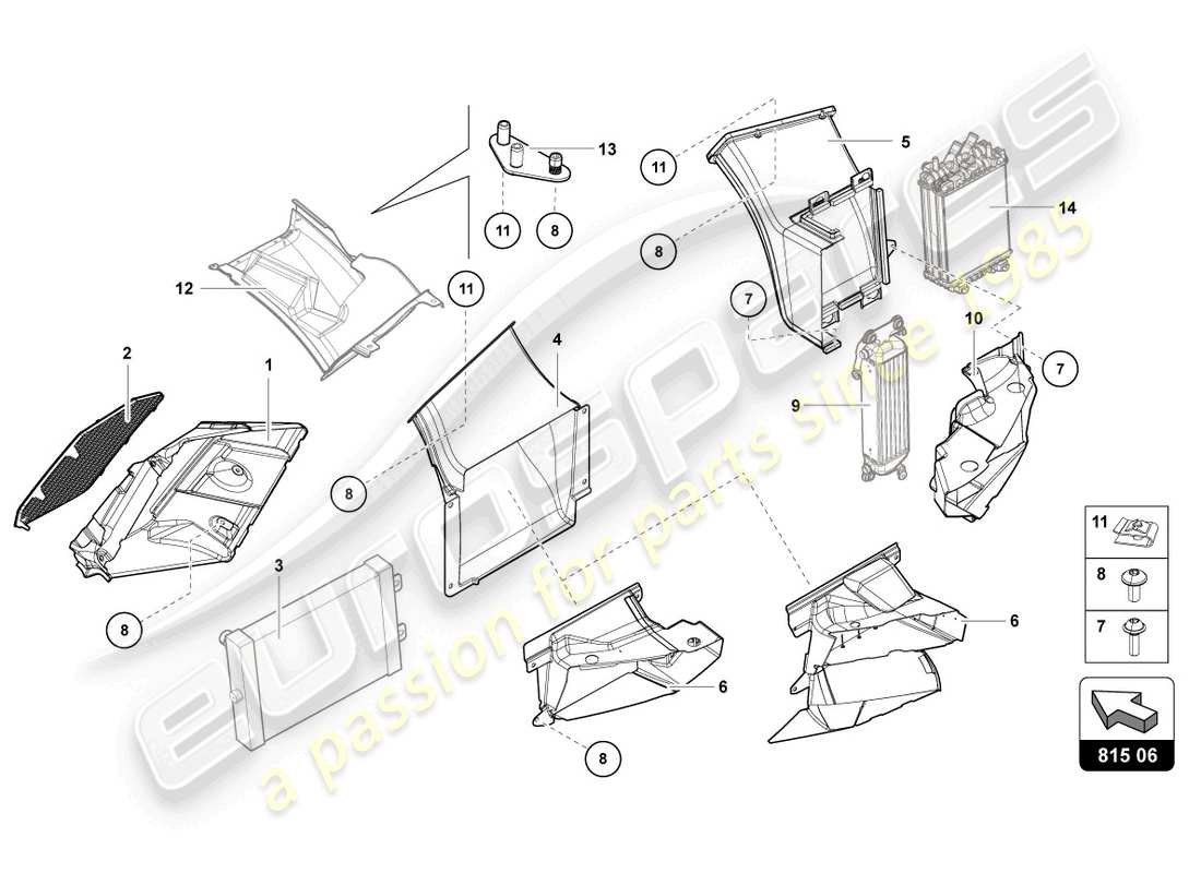 lamborghini lp740-4 s roadster (2021) carton de conduit d'air schéma des pièces